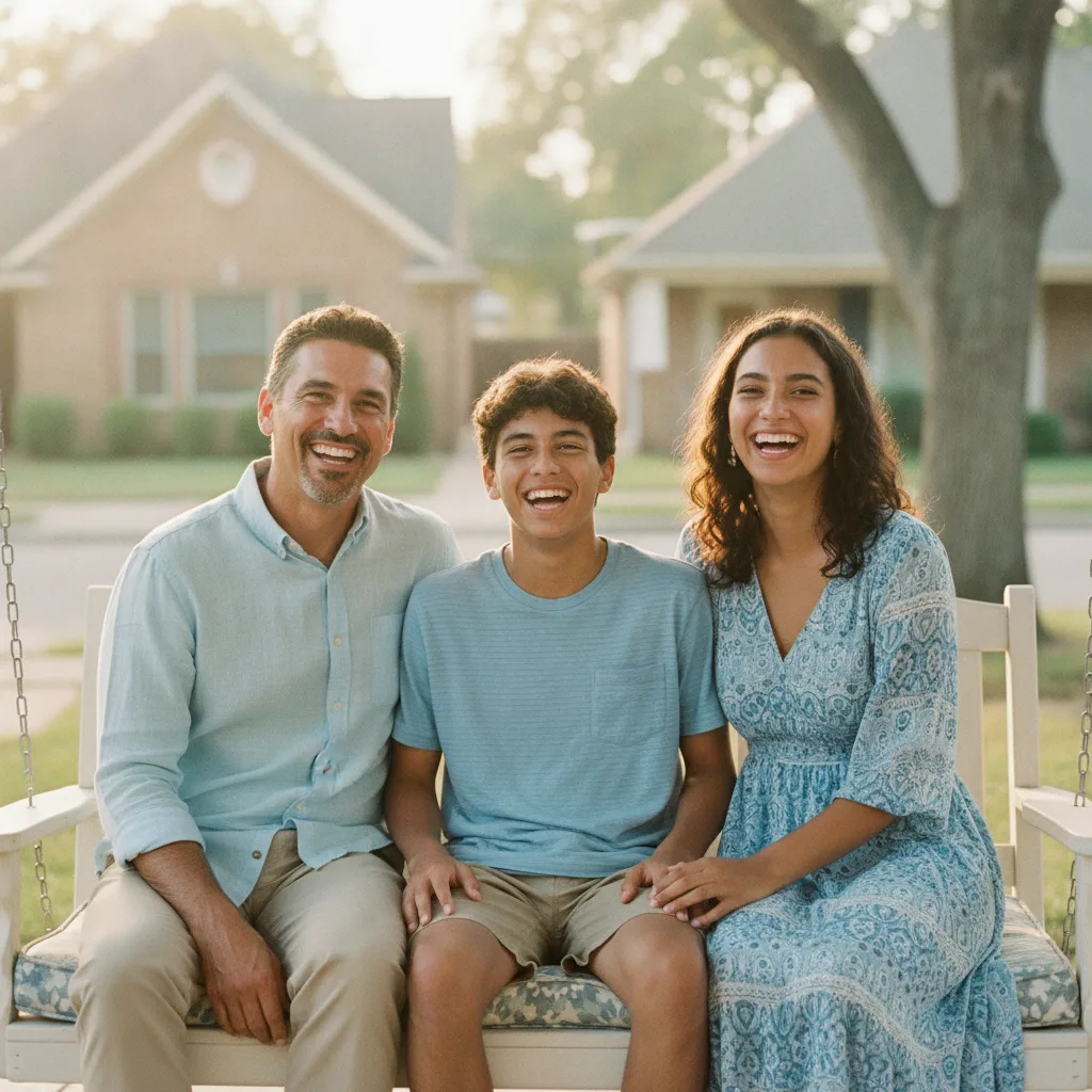 Family relaxing together in Fort Worth and Keller